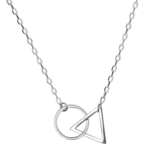 Simple Design Triangle Circular Necklace for Women Female Silver Color Pendant Necklace Party Jewelry Accessories