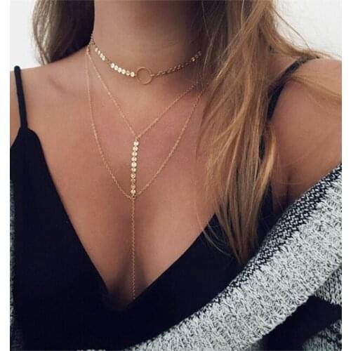 New Women Long Necklaces & Pendants Multi layer Necklace Set Tassel Charm Choker Necklace for Women Collares Jewelry Gift