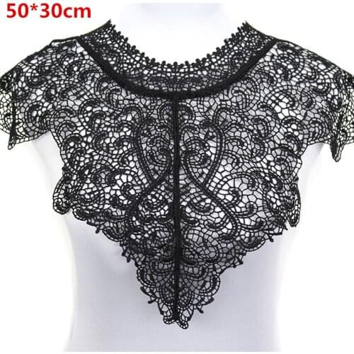 1pcs 30*50cm Black Embroidered Lace Collar Neckline Venise Applique Embroidery Sewing on Patches Sewing Fabric Accessories