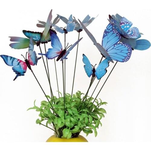 12 Pcs Planter Flying Butterfly Stakes Vibrating Yard Garden Decor