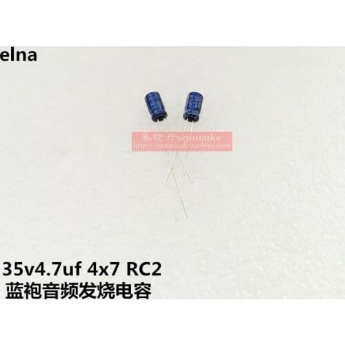 2020 hot sale 30PCS/50PCS ELNA audio capacitance 35V4.7UF 4X7 RC2 85 degree blue robe electrolytic capacitor free shipping