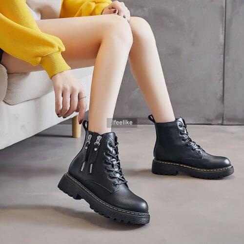 2021 Womens Boots Motorcycle Boots Ladies Martin Style Zipper Boots Winter Shoes
