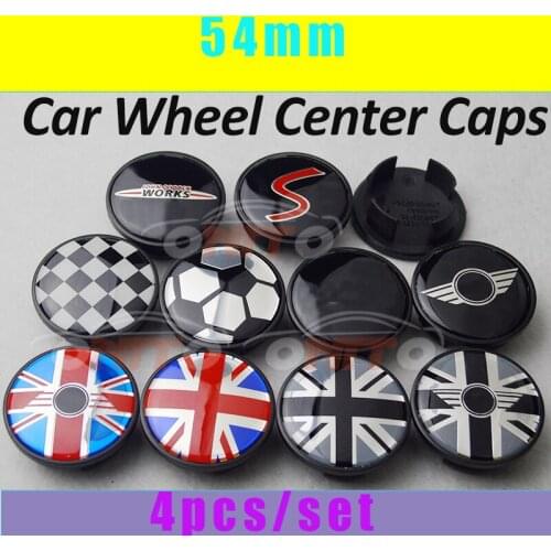 4pcs Car Decal Label Badge Emblem Rims Car Wheel Hub Center Caps 54mm 5.4cm for R50 R52 R55 R56 R57 R58 R59 R60 R61 F55 F56