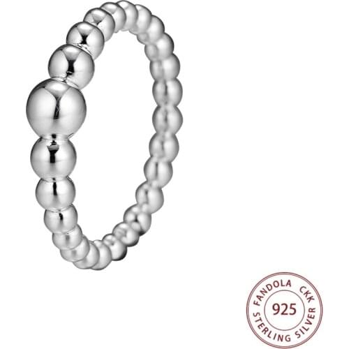 Authentic 925 Sterling Silver String of Beads Wedding Engagement Rings for Women Fashion Jewelry anillos mujer
