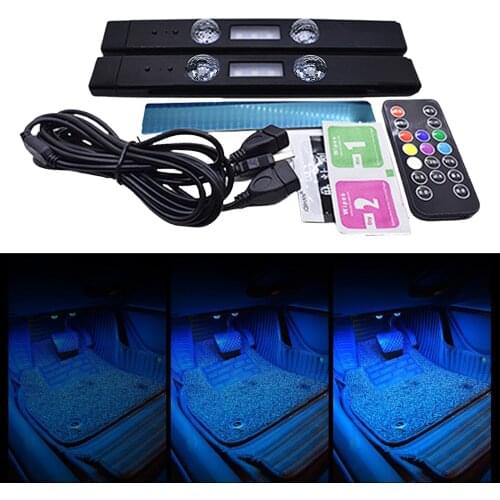 Car Interior Lights 2pcs LED USB 7 Colors Atmosphere Lights Lighting Kit Easy to Install