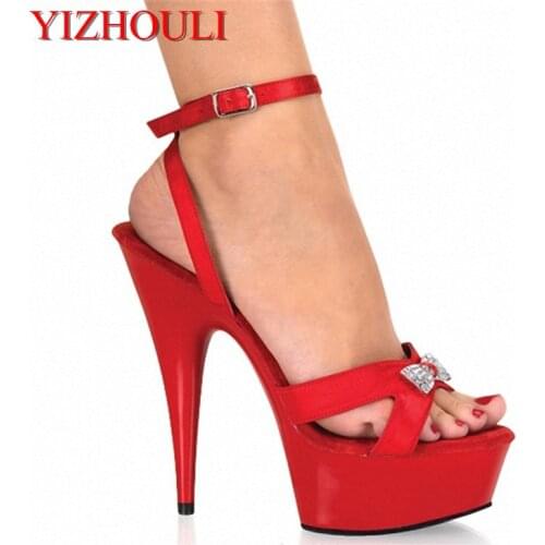 Plus Size 34-46 Beautiful Rhinestone Ankle Strap 15cm High Heel Platforms Pole Dance Shoes, Dress / Wedding Dance Shoes