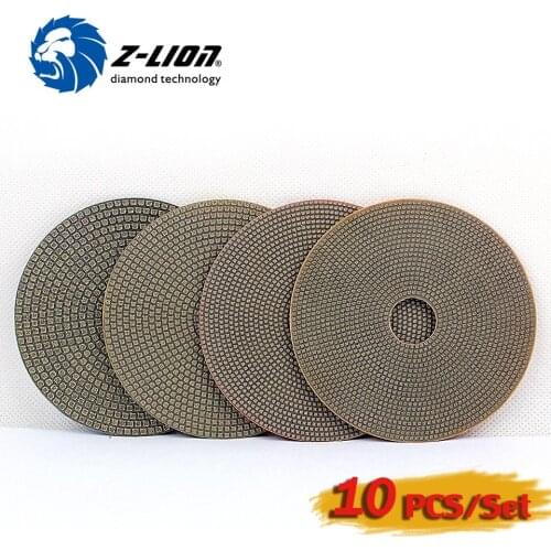 Z-LION 4" 100MM 10pcs/Lot Diamond Polishing Pad Diamond Electroplated For Stone Glass Concrete Ceramic Grinding