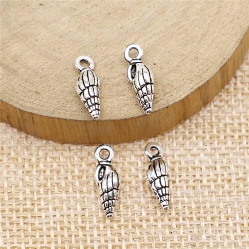 Charms for Jewelry Making Findings Handmade DIY Craft 60pcs Antique Silver Color 5x14mm Conch Charms Pendant