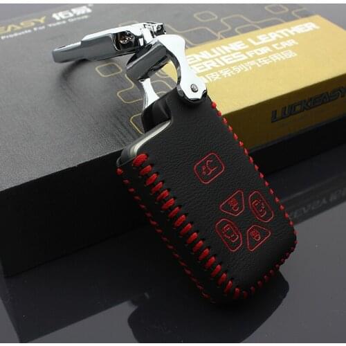 Car Key case chain for toyota previa MPV 2006 2007 2014 Genuine Leather wallet holder key cover ring
