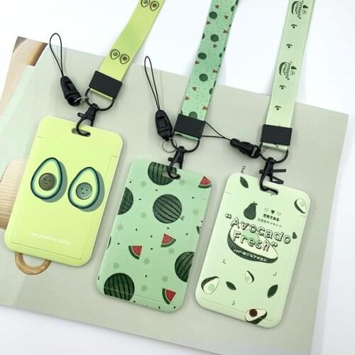 Fruits Avocado ID Credit Bank Card Holder Students Bus Card Case Lanyard Visit Door Identity Badge Cards Cover FOR Women Men