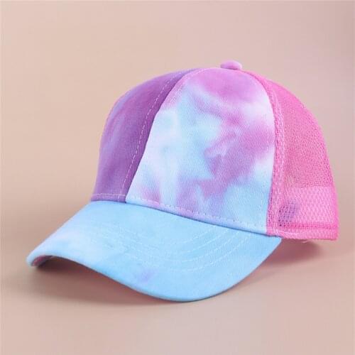 Children Kids Summer Hats For Boys Girls Tie-dye Printing Baseball Cap Breathable Net Sun Protection Hat Cap Casquette Enfant