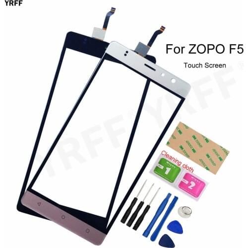 For ZOPO Color F5 Touch Screen Digitizer 5.0'' For Zopo F5 Front Glass Panel Touch Sensor Assembly Parts 3M Glue Wipes