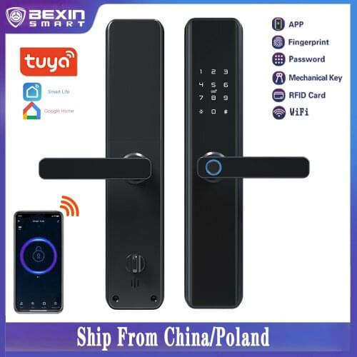 Tuya Waterproof Wifi Fingerprint Smart Lock Electronic Intelligent Biometric Code Digital Door Lock