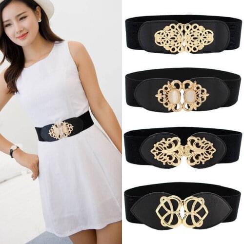 Elastic waistband ladies elastic wide waist decorative belt slim fit skirt coat black waistcoat
