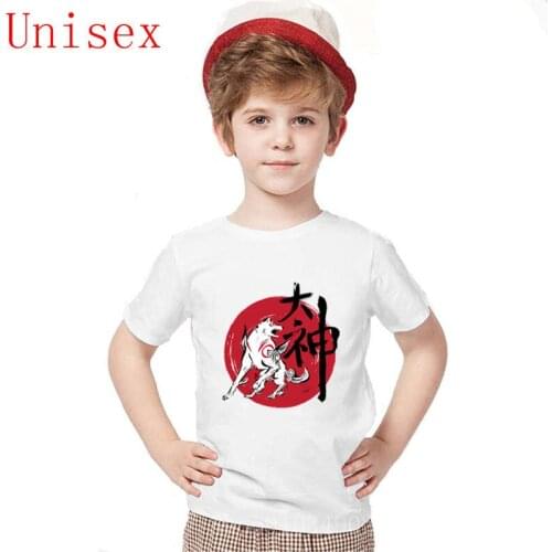 Japanese Anime Great God Sumi-e Okami T-Shirt kids clothes boys samurai Dog Clothes Novelty T-Shirt O Neck Cotton Cosplay Tee
