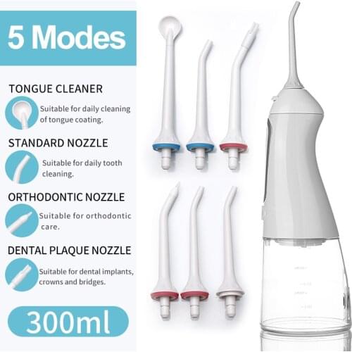 Dental Water Jet 5 Modes Oral Irrigator For Teeth Cleaning Water Flosser Tooth Whitening Water Pick 350ml Mouth Washing Machine