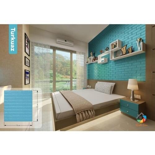 Colorful Home Wallpaper Self-Adhesive Ice Blue
