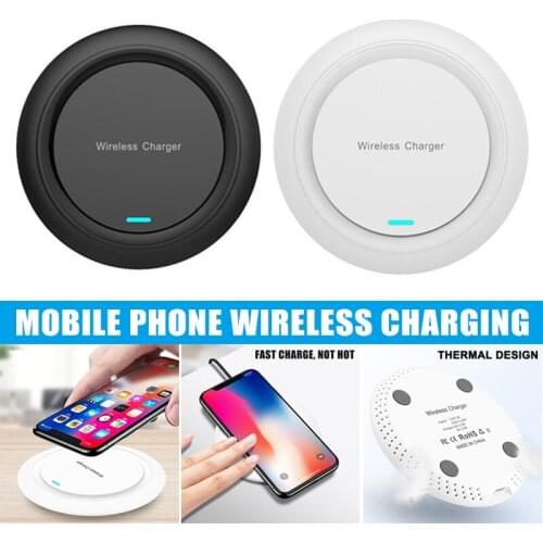 Round Thin Wireless Charger Cell Phone Support Fast Charging for Home Desk 10W Smartphone DU55