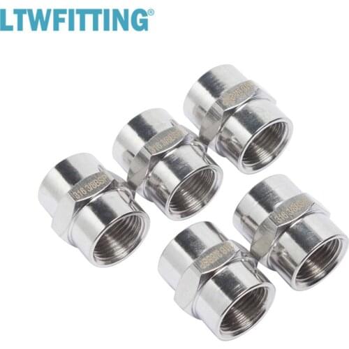 LTWFITTING Stainless Steel 316 BSP Pipe Fitting 3/8-Inch Female BSPP Coupling Fuel Air Boat