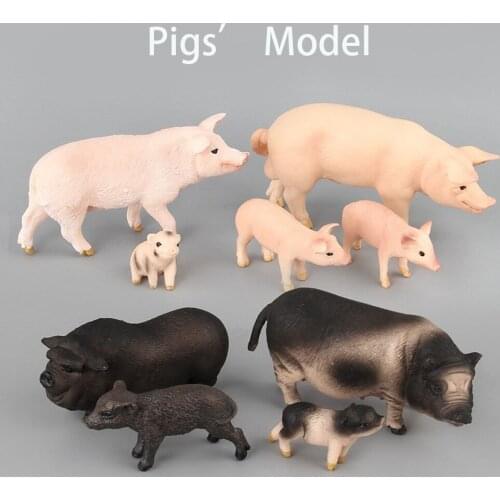 Animal Modelo Pvc Simulated Pig Model Toys for Children Simulation Pig Family of Seven Interesting Hand-made Birthday Gift