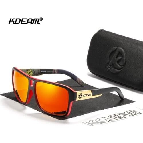 KDEAM Jam Lifestyle Mens Polarized Sunglasses Square Oversized Flash Mirror Sun Glasses Hard Box Included