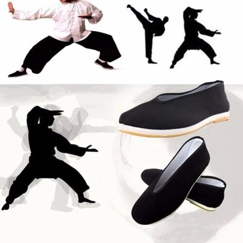 Mens Traditional Chinese Kung Fu Black Cotton Tai-chi Shoes Cotton Cloth Tai-chi Old Beijing Casual Shoes Sport Shoes