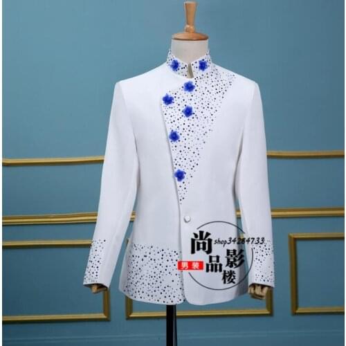 Chorus vintage chinese tunic suits for men blazer boys prom suits fashion slim masculino latest coat pant designs stand collar