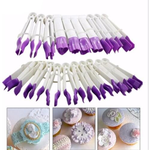 Cake Lace Flower Edge Clip 10Pcs Plastic Cake Lace Curve Crimper Clip Biscuit Cutter Sugar Craft Embossing Fondant Tools