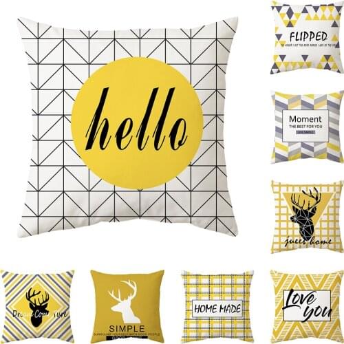 45x45cm Nordic Letter Elk Simplicity Pillowcase Pillowslip Pillow Cover Home Decoration Short Plush Pillowcase Sofa Decoration