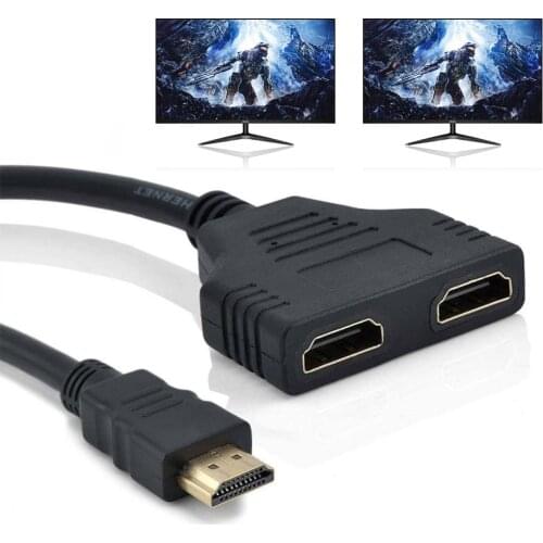New 1080P Cable HDMI Splitter Cable 1 Male To Dual 2 Female Y Splitter Adapter HDMI 2 Dual Port Y Splitter For PS3 DVD HDTV PC