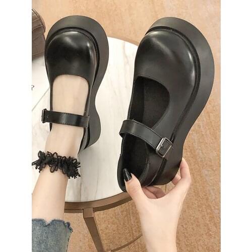 Single shoes women 2021 new spring and autumn Korean version of the Japanese cute platform small leather shoes shallow mouth