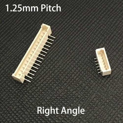 1.25mm Pitch Spacing 10P 11P 12P 13P 14P 15P 16P Plastic Right Angle Pin PCB Box Female Socket Layout Header Bar Connector