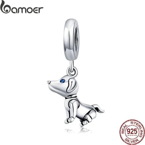 Bamoer Genuine 925 Sterling Silver Dog Toy Pendant Charm fit Original Brand Silver Bracelet and Necklace Fine Jewelry SCC1468
