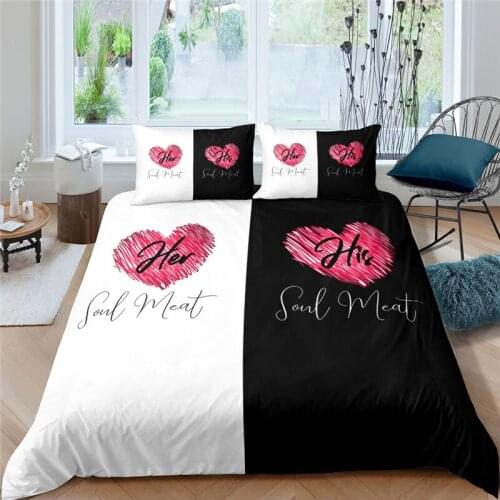 Luxury 3D Heart Love Print 2/3Pcs Couple Bedding Set Comfortable Duvet Cover Pillowcase Home living Queen and King EU/US/AU Size