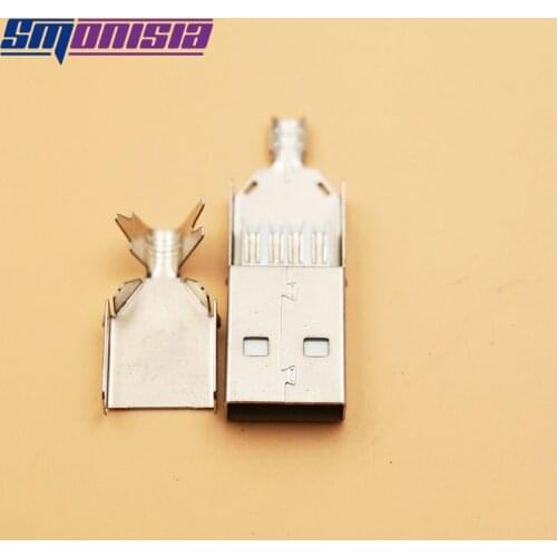 20Sets DIY 2.0 USB Male 5pin Plug Connector Tail Charging Port Welding Metal USB Male Socket