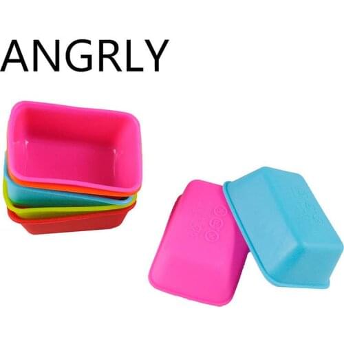 ANGRLY 10pcs Silicone cake mold rectangular Muffin cup pudding jelly mold Silicone soap mold cake decorating tools silicone soap