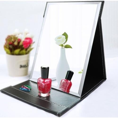 Folding Leather Table Traveling Hand Makeup Mirror Compact Foldable Mirrors Beauty Cosmetic Mirror Makeup Tools