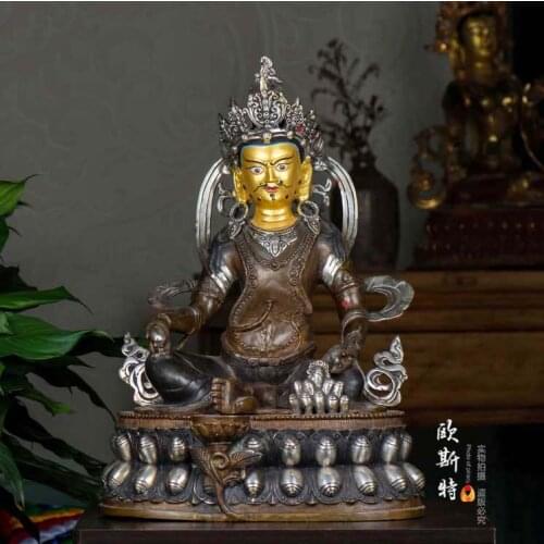 Special Offer -Tibet Temple Buddha statue--HOME Company Money drawing full silvering Yellow Jambhala Zambala GOD Buddha 43cm
