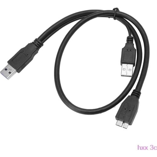 New USB 3.0 Dual Power Y Shape 2 x Type A To Micro B Cable External Hard Drive Disk