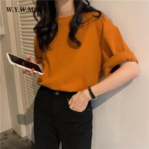 WYWM 2021 New Summer Back Letter Printed Tshirts Women Harajuku Basic Short Sleeve Tops Oversized Casual Fashion Clothing Woman