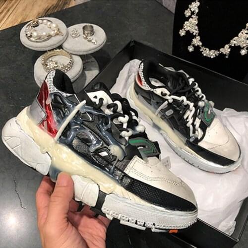 Ins Shoes Woman Strange Style Platform Sneakers Thick Bottom Espadrilles Zapatos Mujer Lace Up Tenis Mixed Colors Sports Shoes