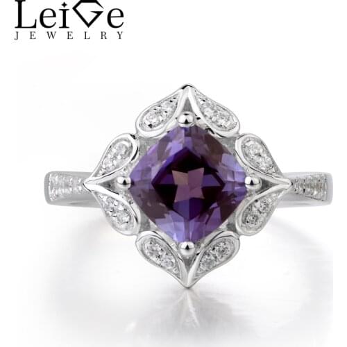 Leige Jewelry Alexandrite Wedding Ring June Birthstone Ring Solid 925 Sterling Silver Color Changing Gems Fine Jewelry for Women