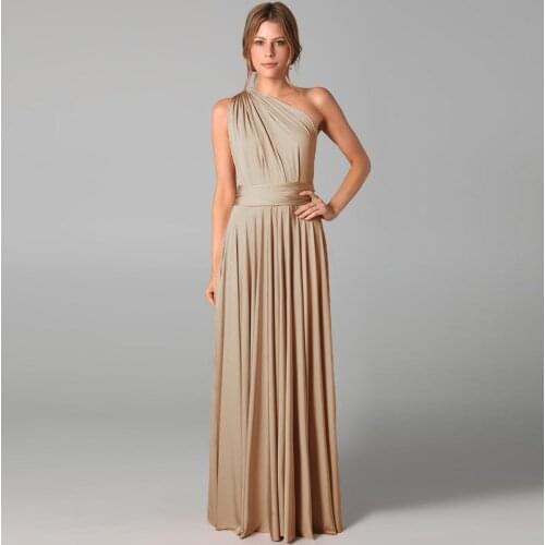 Elegant Backless Party Vestidos Sexy V Neck Srapless Maxi Women Dress 5 Ways to Wear Robe Longue Femme Wrap Vintage Lady Dresses