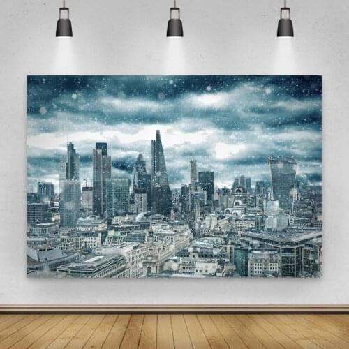 Winter Snow City Buildings Scenic Sky Clouds Natural Scenic Photography Backgrounds Photographic Backdrops For Photo Studio