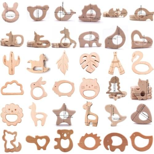 1pc Baby Teether Wooden Toys Animal Bracelet Pendant BPA Free Beech Rodent Wooden Rodent Baby Gym Teeth Pendant Childrens Goods