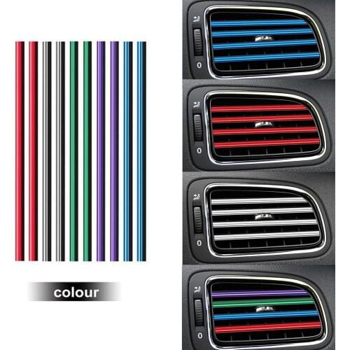 10PCS Auto Air Outlet Trim Car PVC Interior Decorative 0.8*20 cm Strip Universal Chrome Styling Mouldings Trim Accessories
