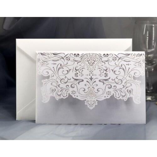 100SET/LOT White Laser Cut Wedding Party Invitation Card Wish Card