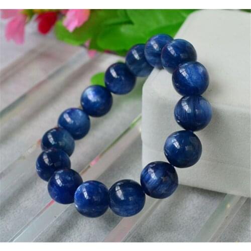 16mm Genuine Blue Natural Kyanite Gemstone Bracelets Women Men Power Crystal Round Bead Stretch Bracelet