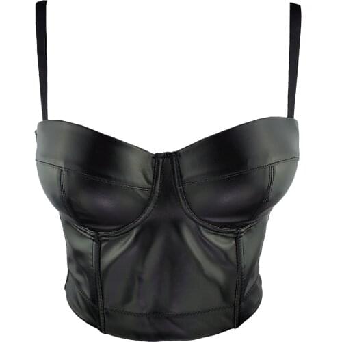 5 Colors Women Sexy Designer Summer PU Leather Black White Red Gold Silver Camisole Tops 2021 Ladies Camis Crop Tops