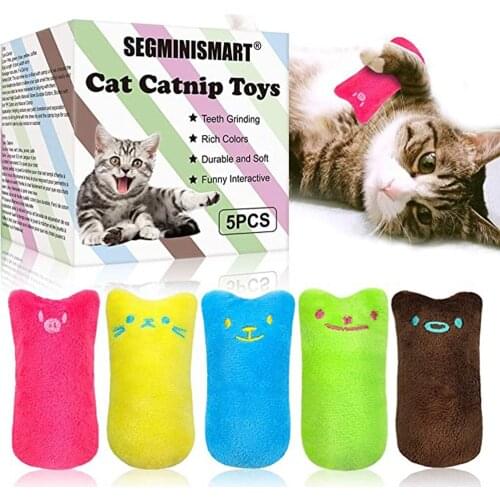 5Pcs Cat Catnip Toys Interactive Cat Toys Catnip Chew Toy Soft Plush Cat Pillow for Cat Kitten Teeth Cleaning Playing Chewing